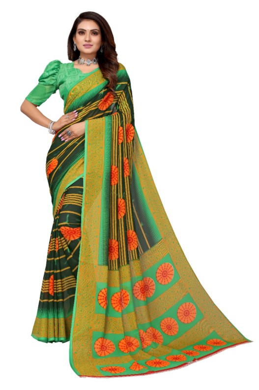 Fancy Georgette Printed Saree With blouse